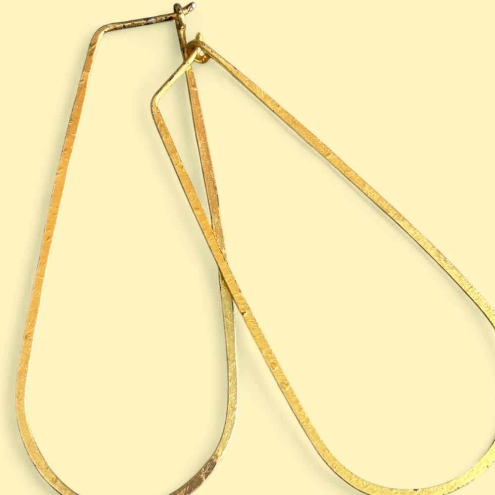 ✨Rustic Gold Hammered Statement Drop Earrings | Large Minimalist Dangles